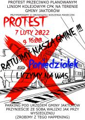 PROTEST MIESZKAŃCÓW: JAKTORÓW BEZ TORÓW!!!  NIE DLA WĘZŁA KOLEJOWEGO CPK!!!